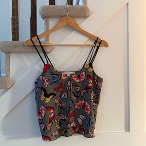 Guess Los Angeles Camisole Butterfly Tank Top Crop Size S